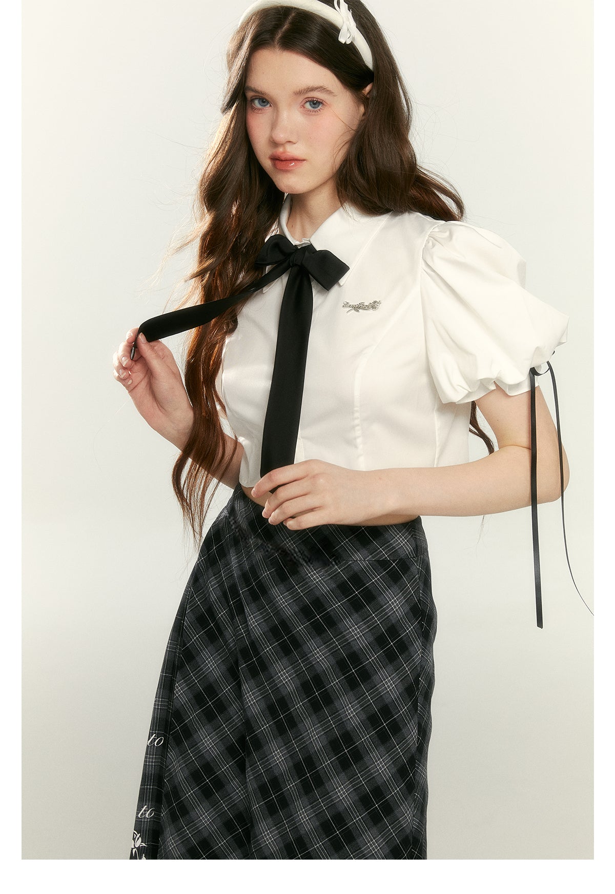 Retro College Volume Cropped Shirt