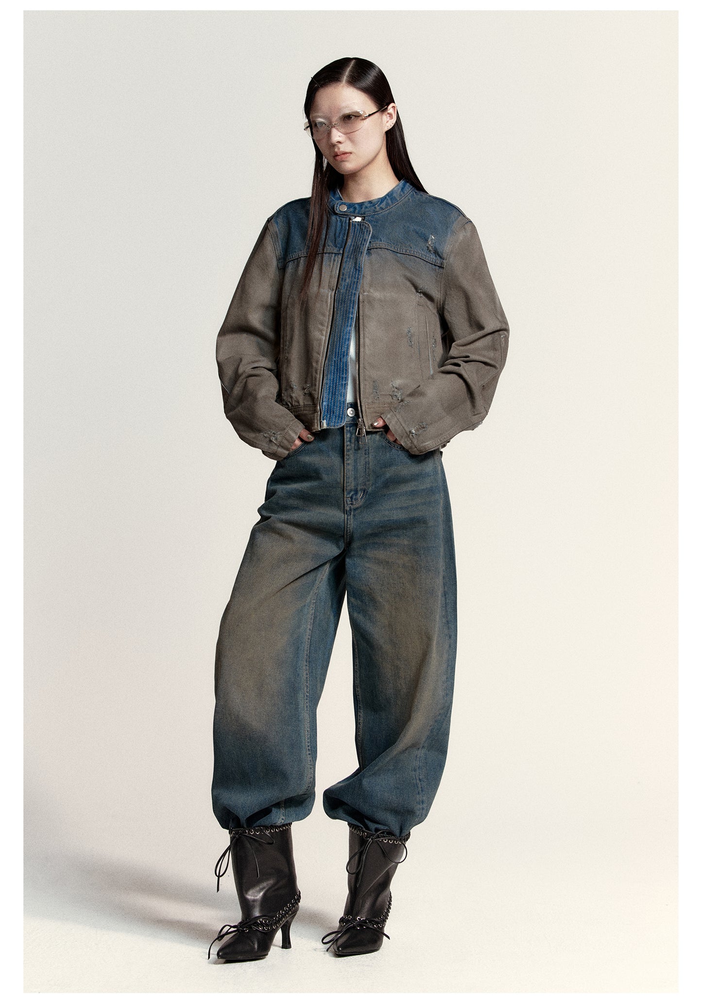 Loose Straight Wished Retro Denim Pants