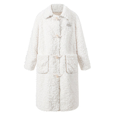 lamb velvet horn button fur coat