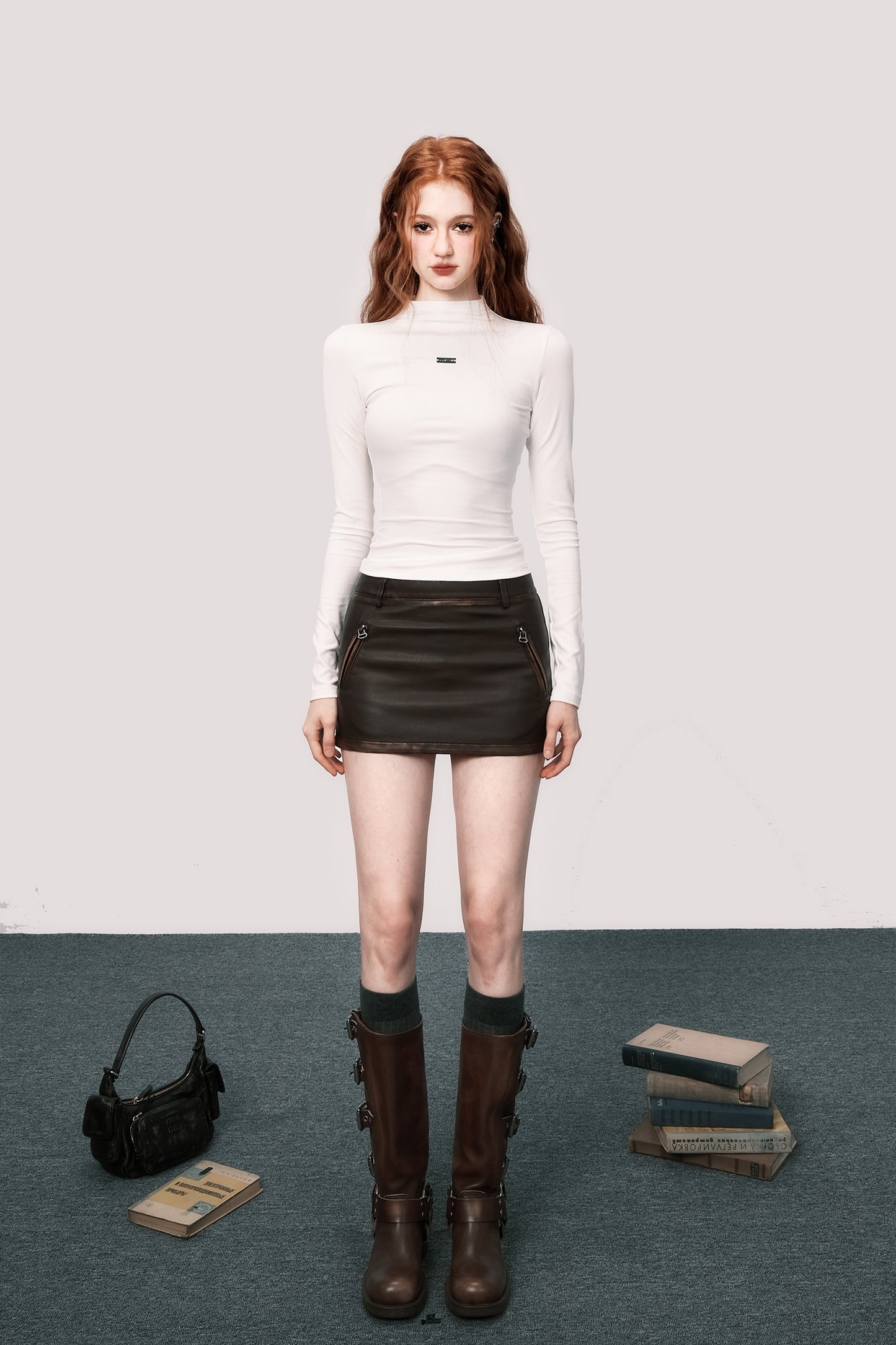 Tight Fit Long Sleeve Turtleneck Top