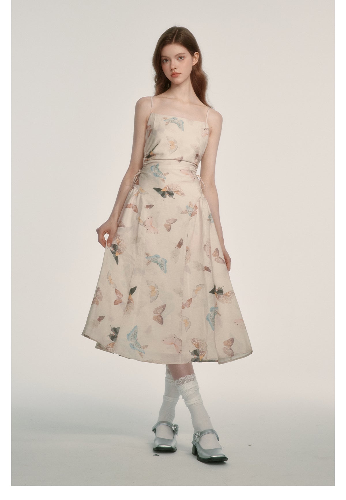 French Butterfly Print Dress