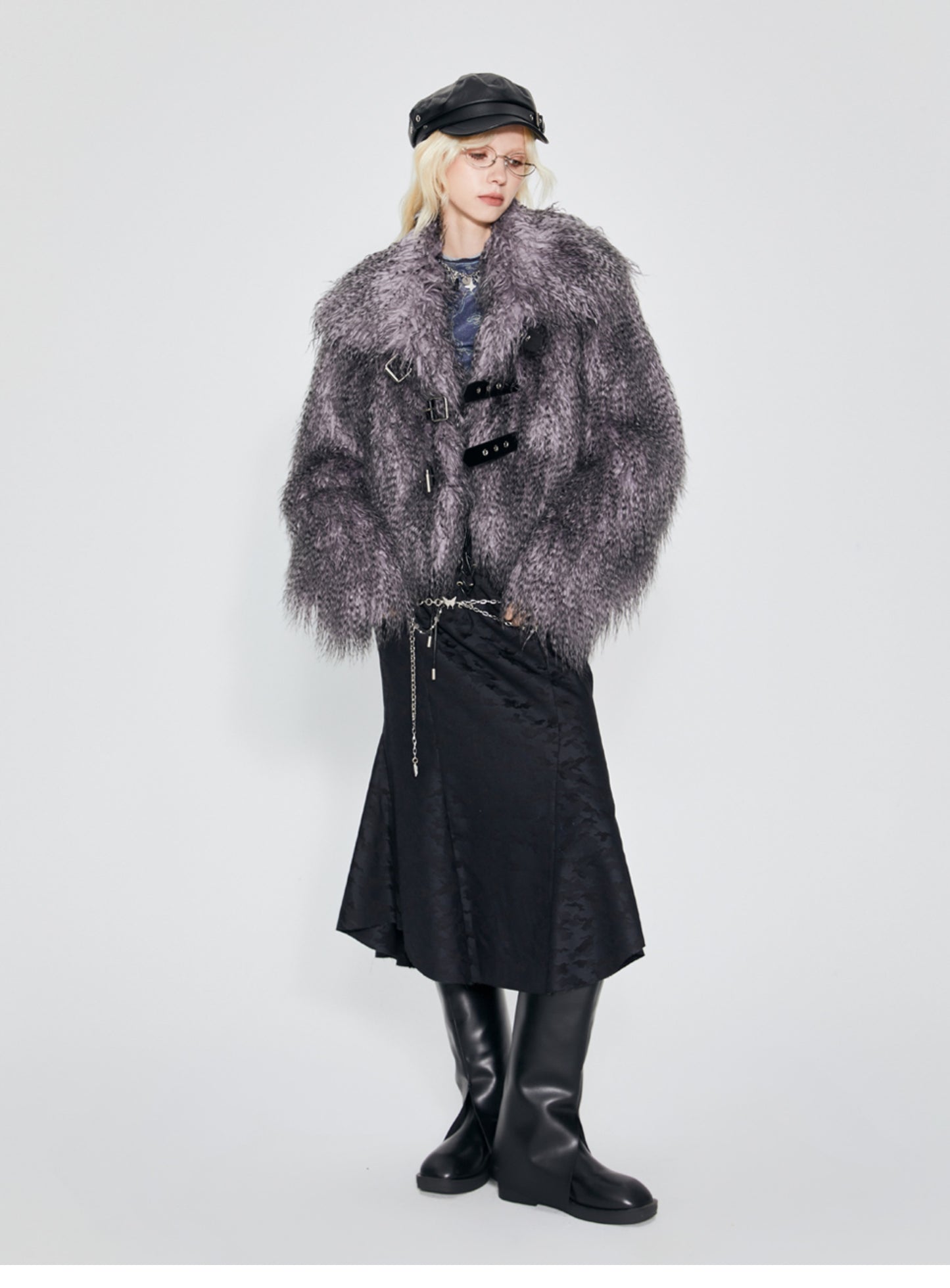 Retro short length fur coat jacket