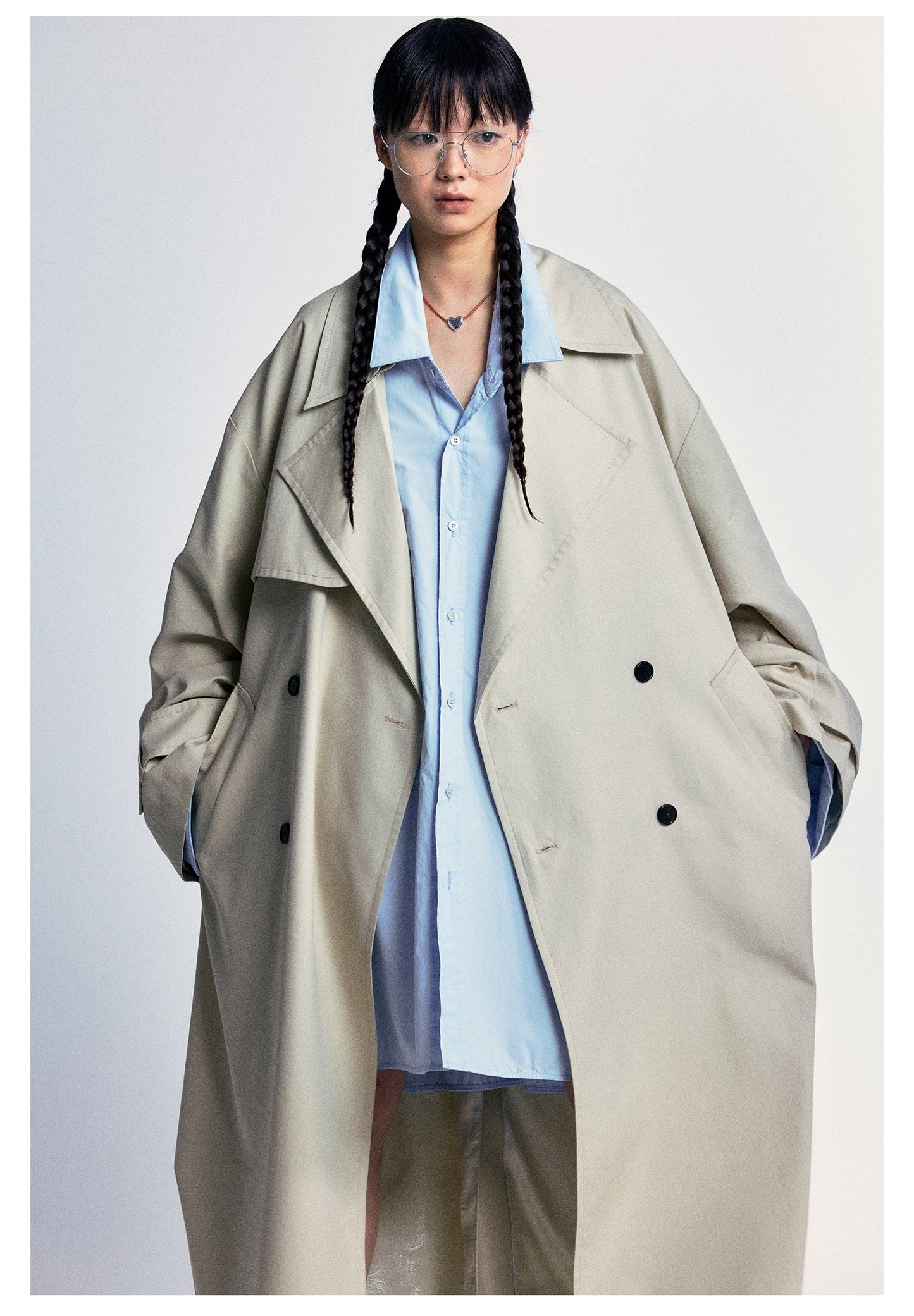 Oversized long length wide sleeve trench coat