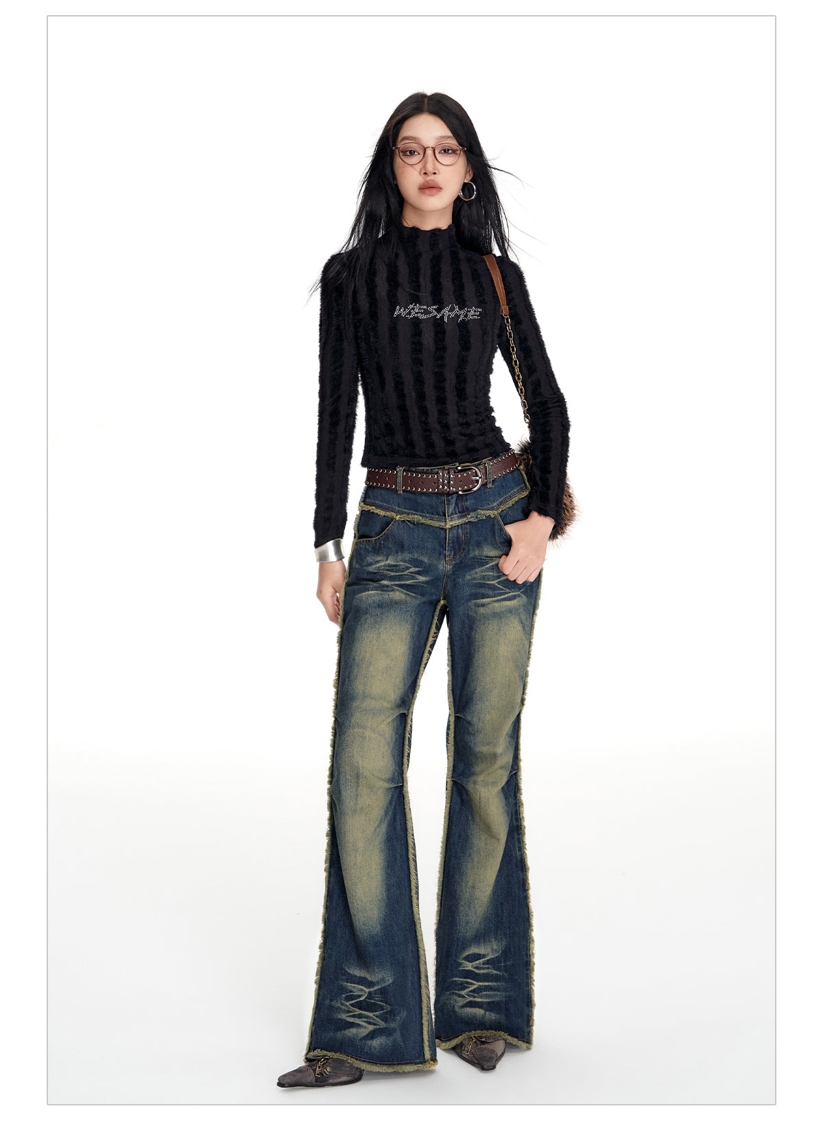 Washed Wide Leg Slim Jeans