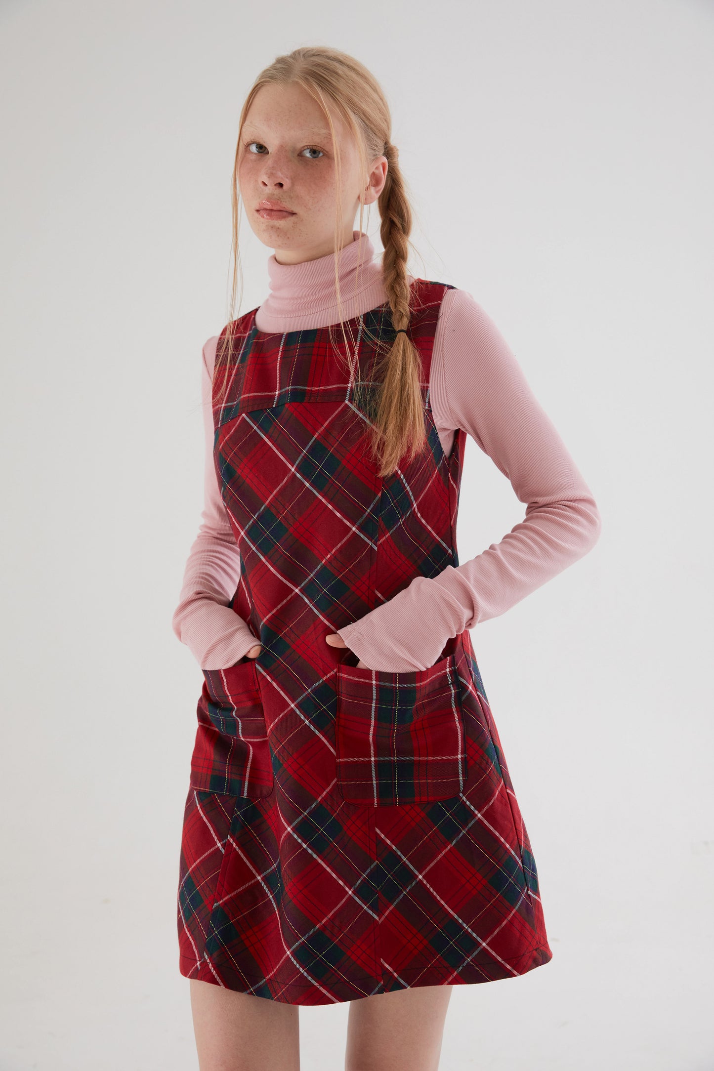 Girly Plaid A-line Vest Dress