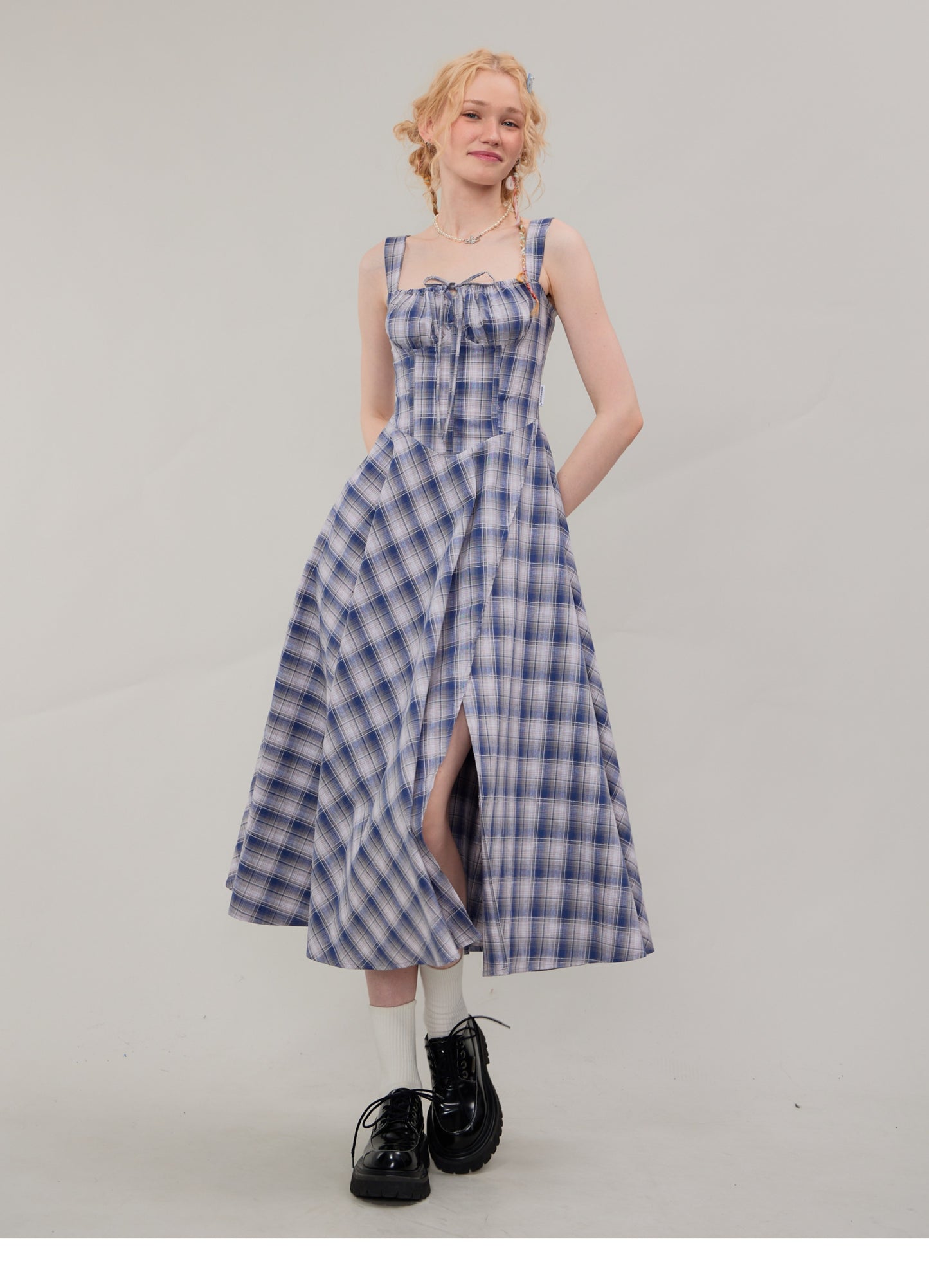 Suspender Plaid Dress