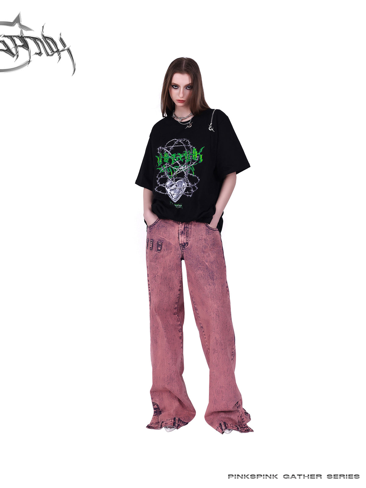 Loose Fit Reconstructed Slit Washed Denim Pants