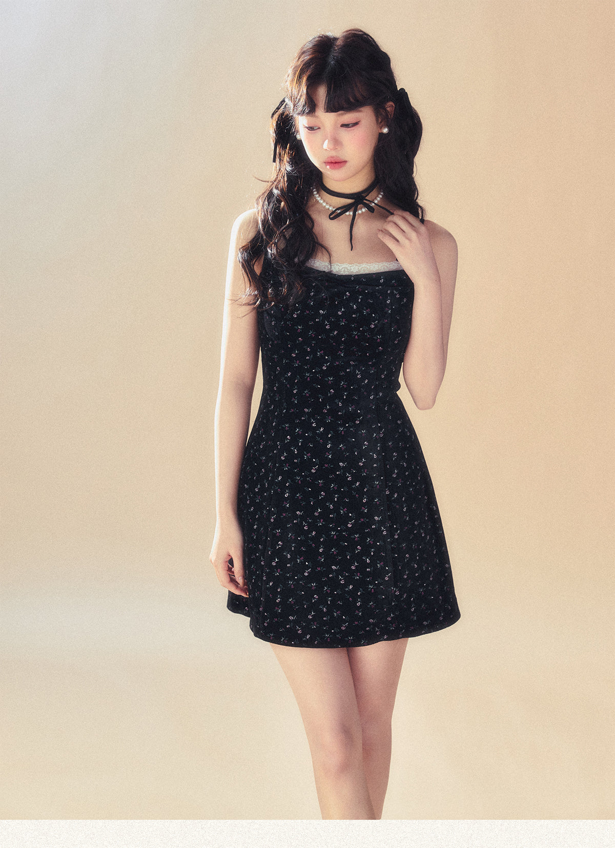 Retro Jacquard Suspender Dress