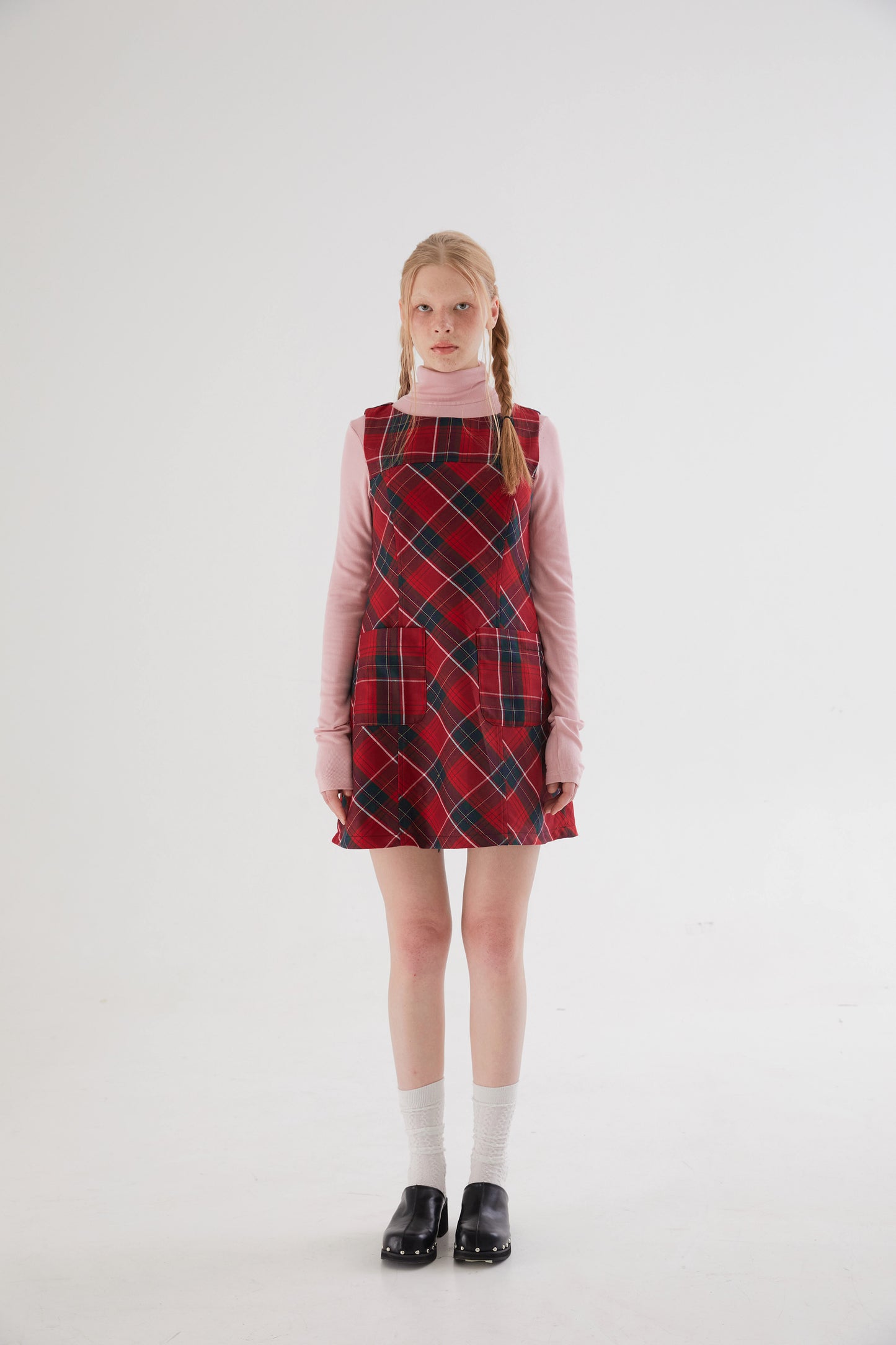 Girly Plaid A-line Vest Dress