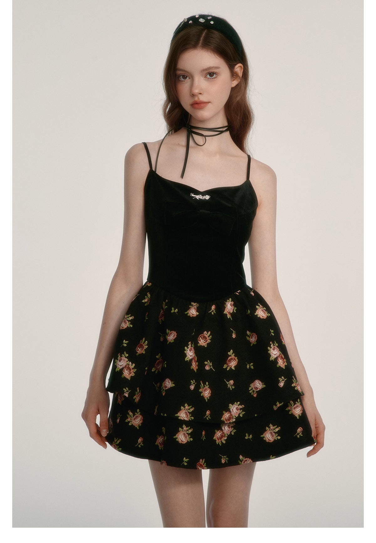 Retro skirt suspender dress