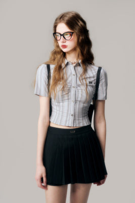 Slim Short Length College Style Striped Shirt