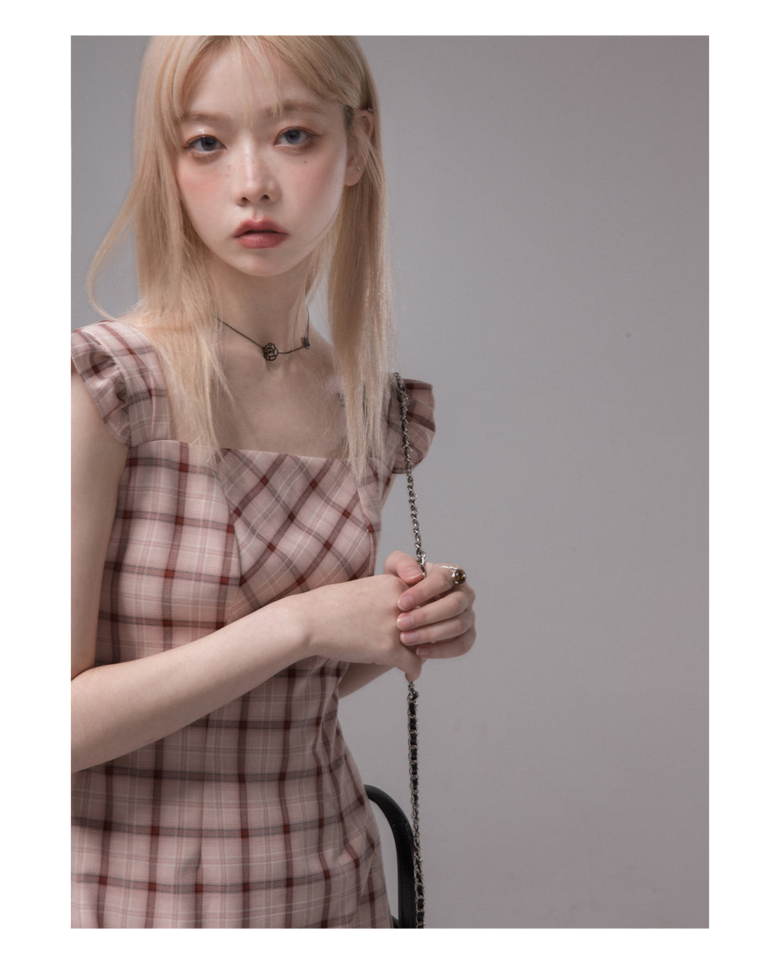 Irregular hem suspender dress