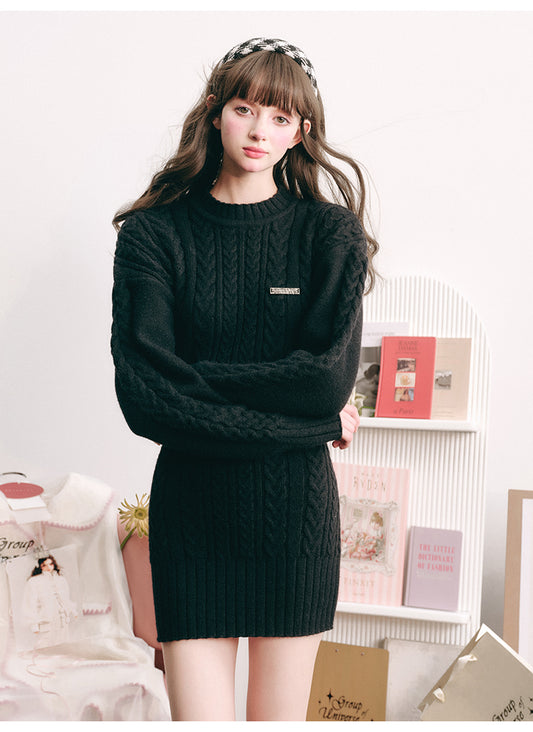 slim waist long sleeve knit dress