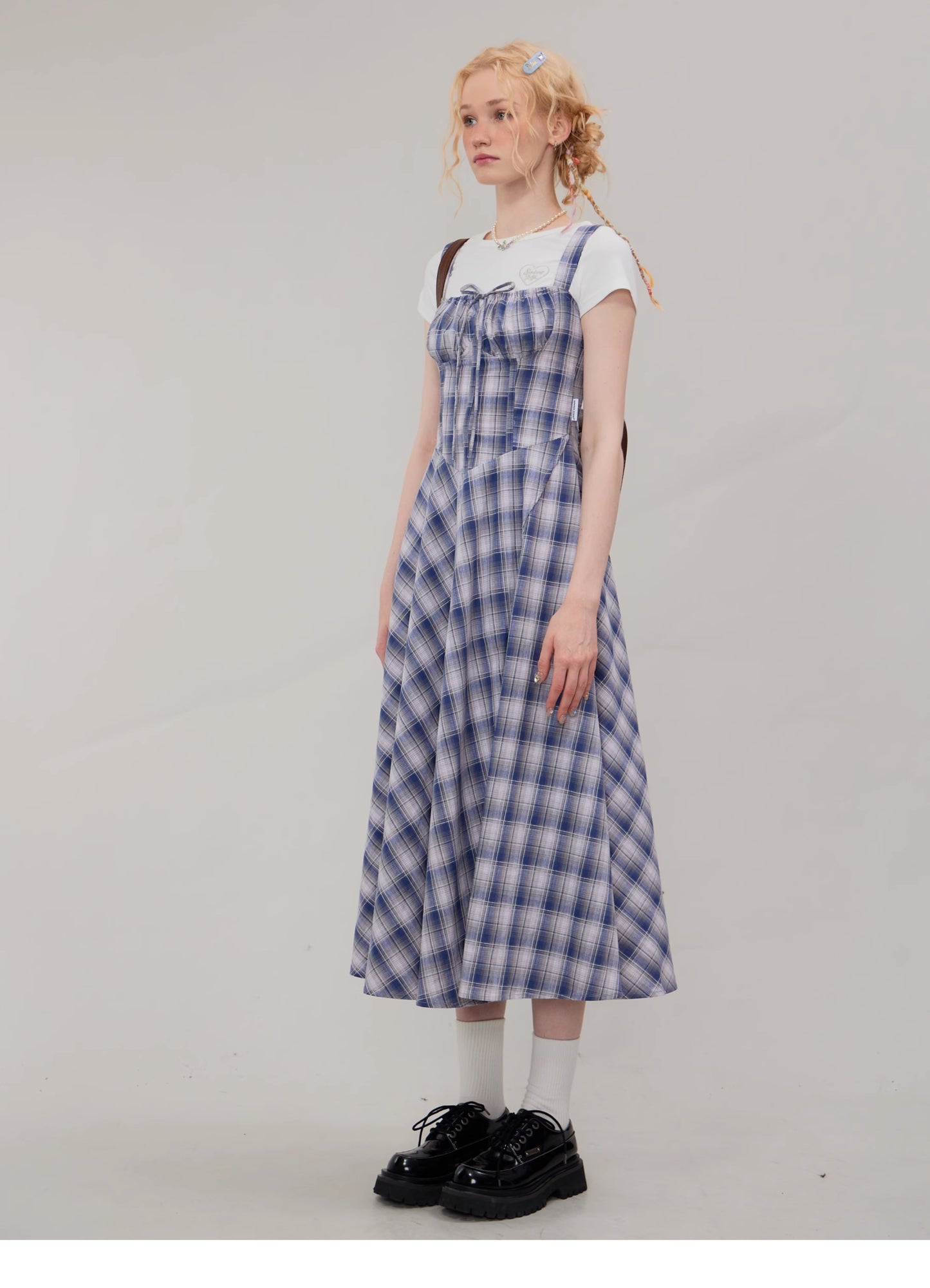 Suspender Plaid Dress