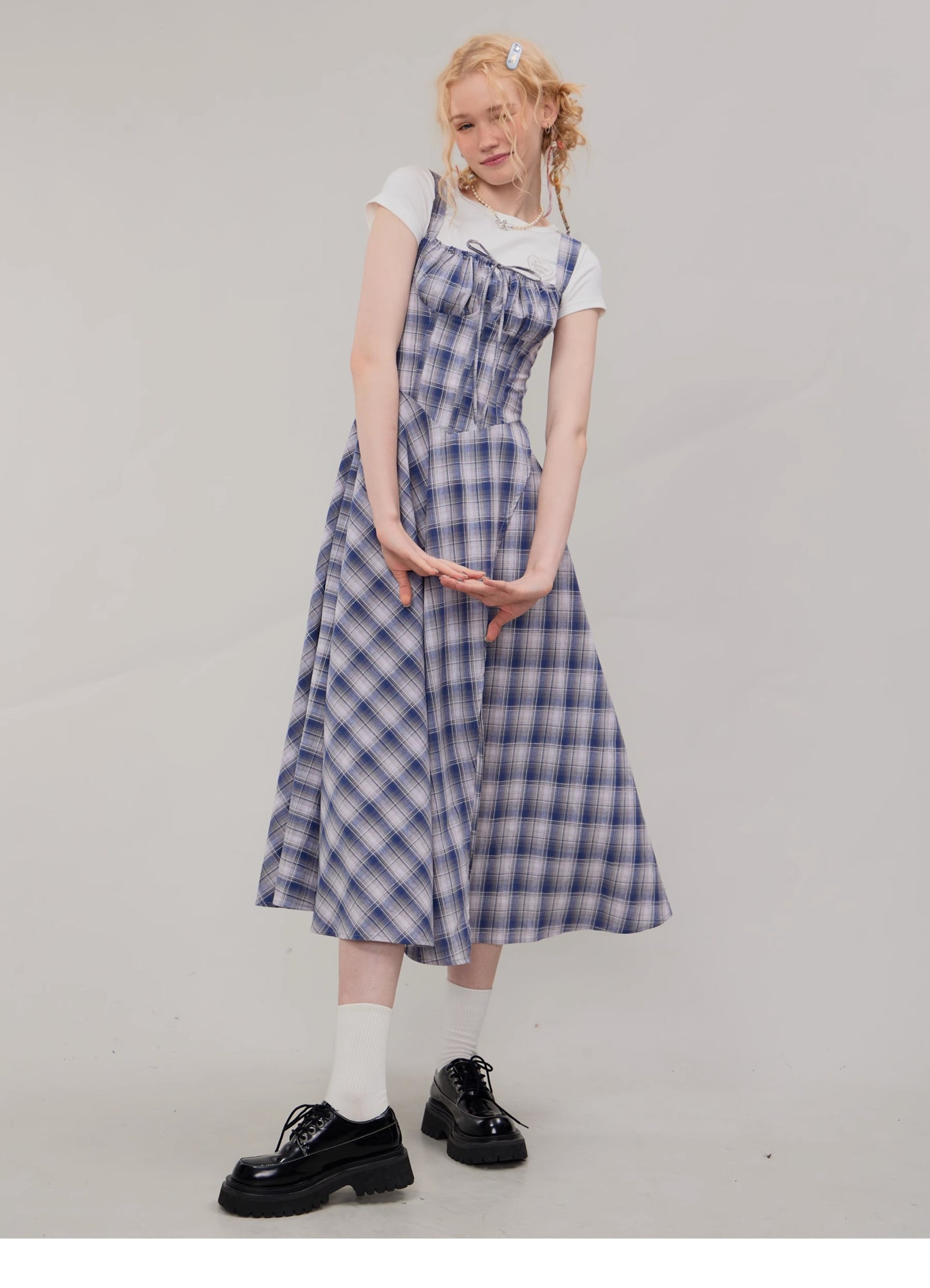 Suspender Plaid Dress