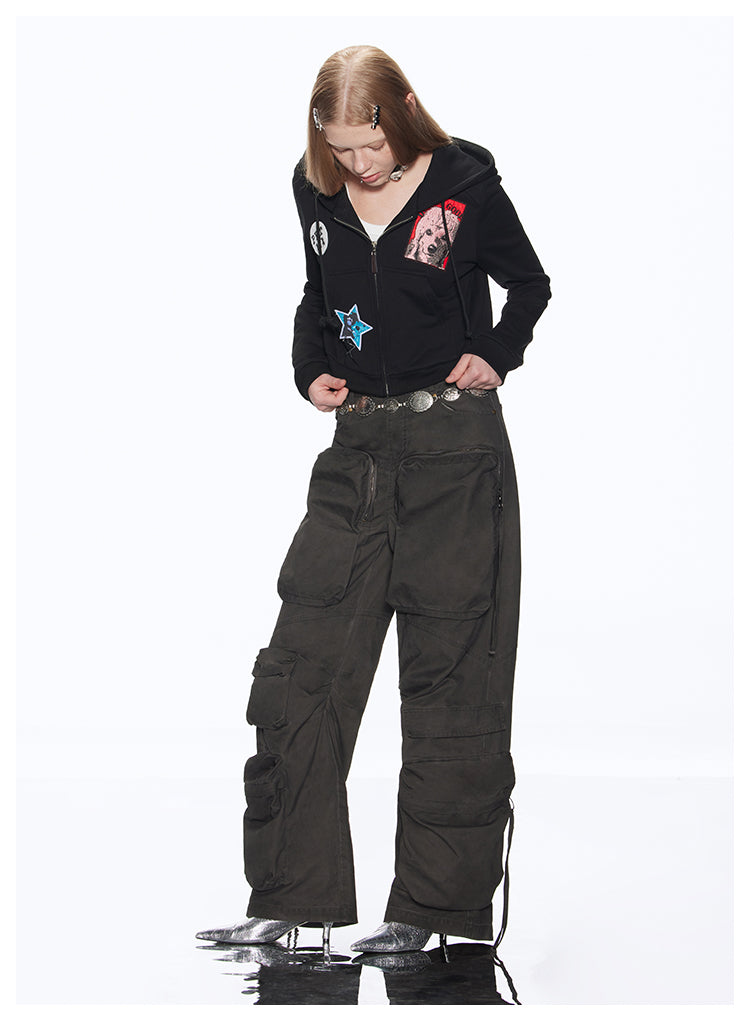 Loose Fit American Retro Multi Pocket Cargo Pants