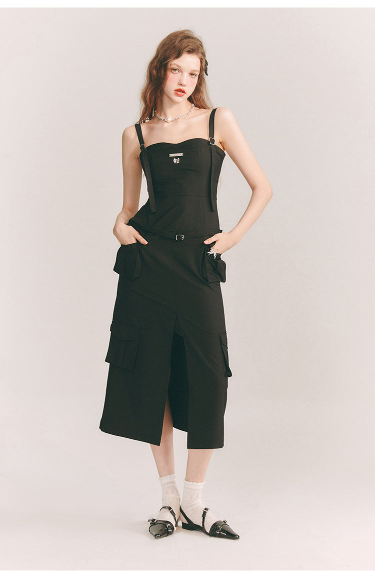 Slit Tight Pocket Belt Long  One-piece