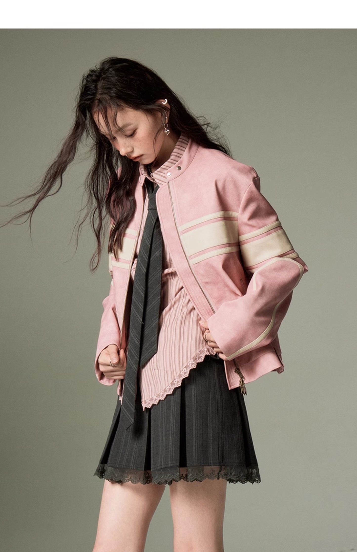 Retro Pink Leather Jacket