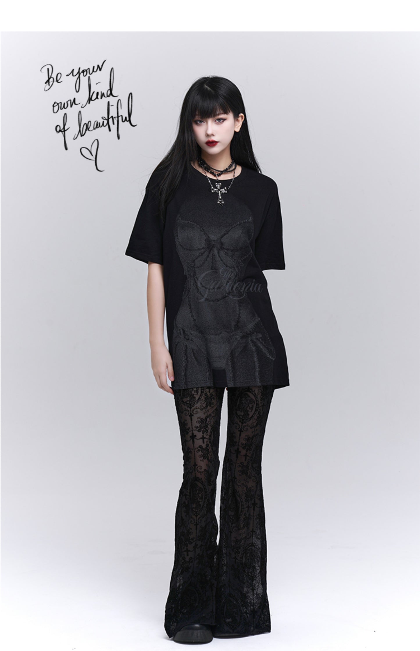 Gothic Style Micro Flared Pants