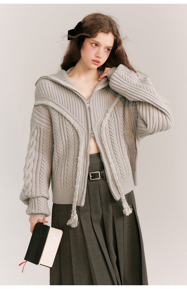 Loose Fit Front Zip Knit