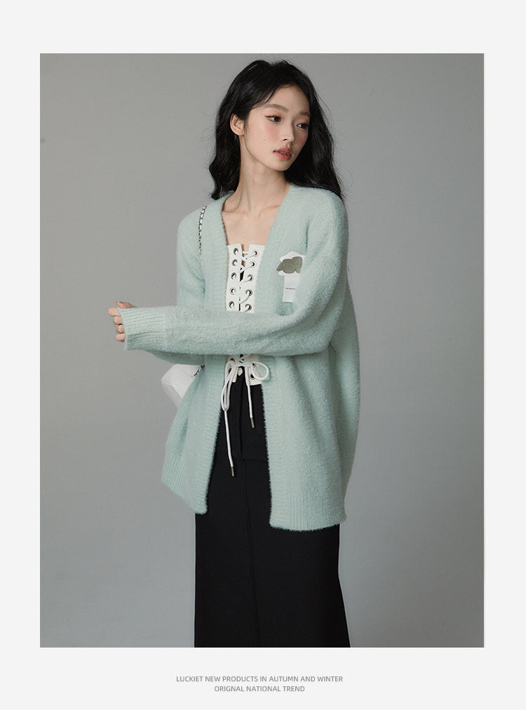 Sweet mint soft loose cardigan