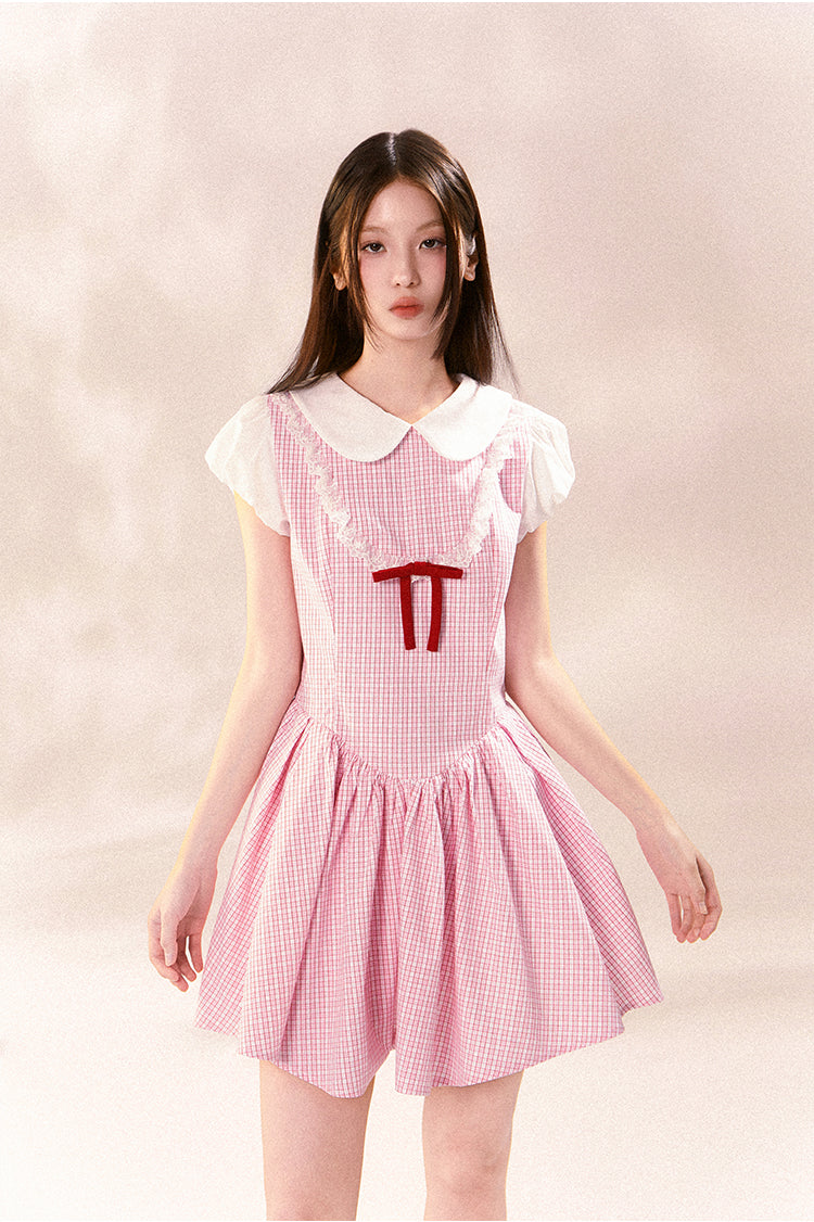 Doll Collar Plaid Dress