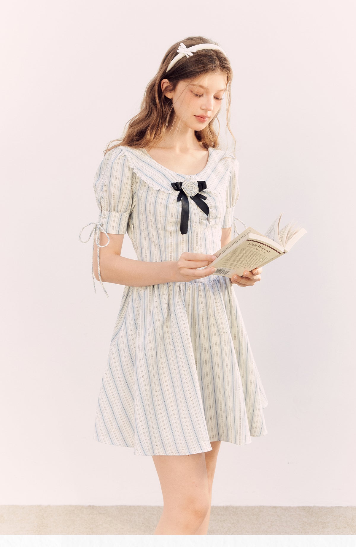 Girly Style Blue Stripe Shirt Dress