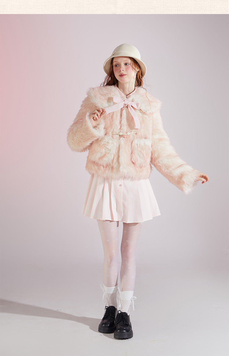 Sweet Doll Color Gradient Pink Short Coat