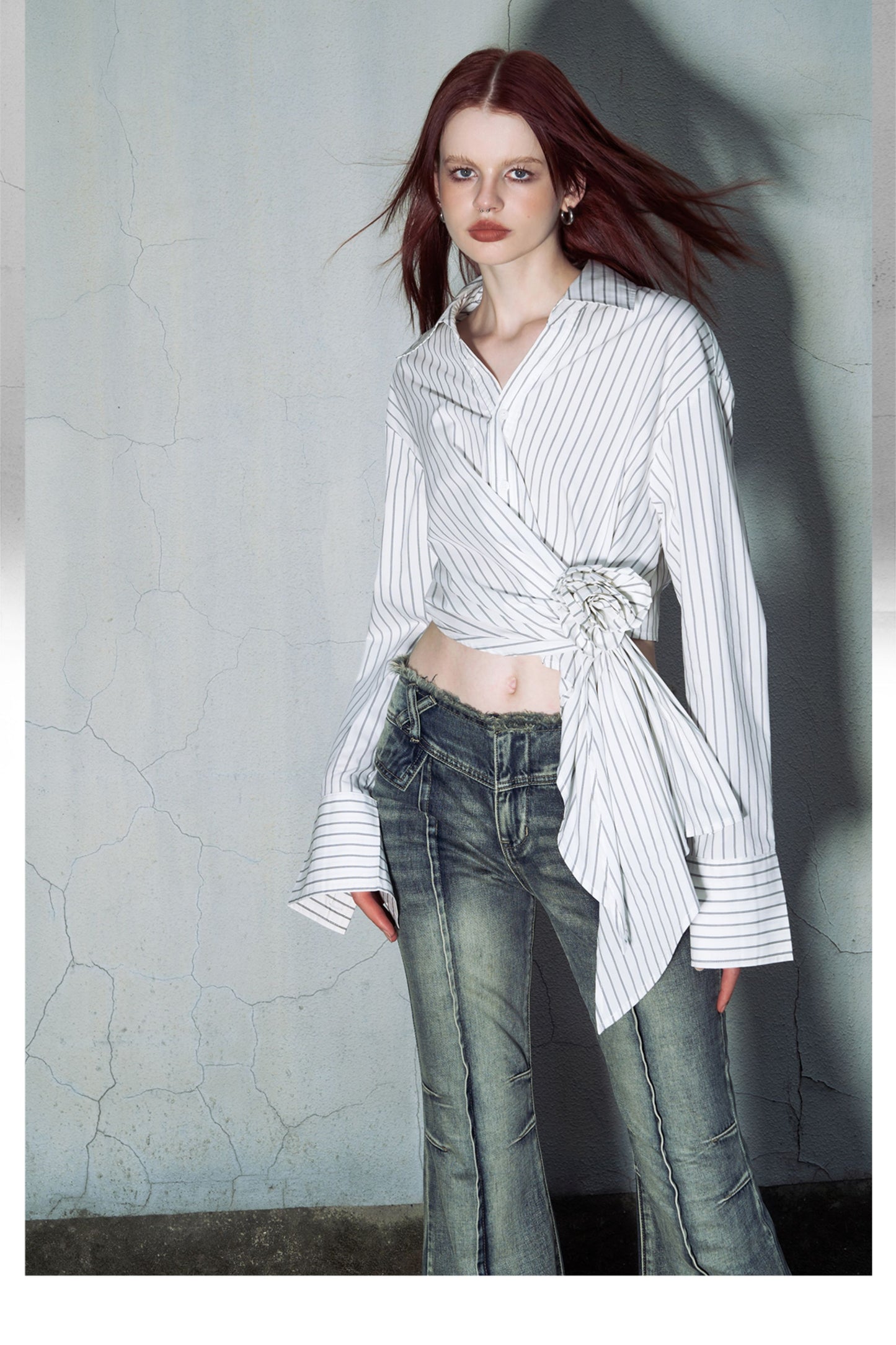 Irregular Design Stripe Long Sleeve Shirt