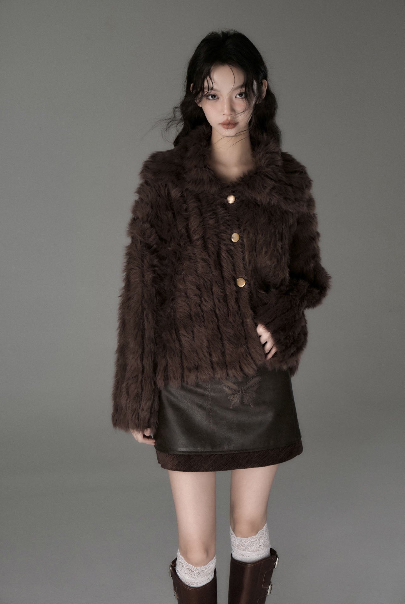 Imitation mink wool sweater cardigan jacket