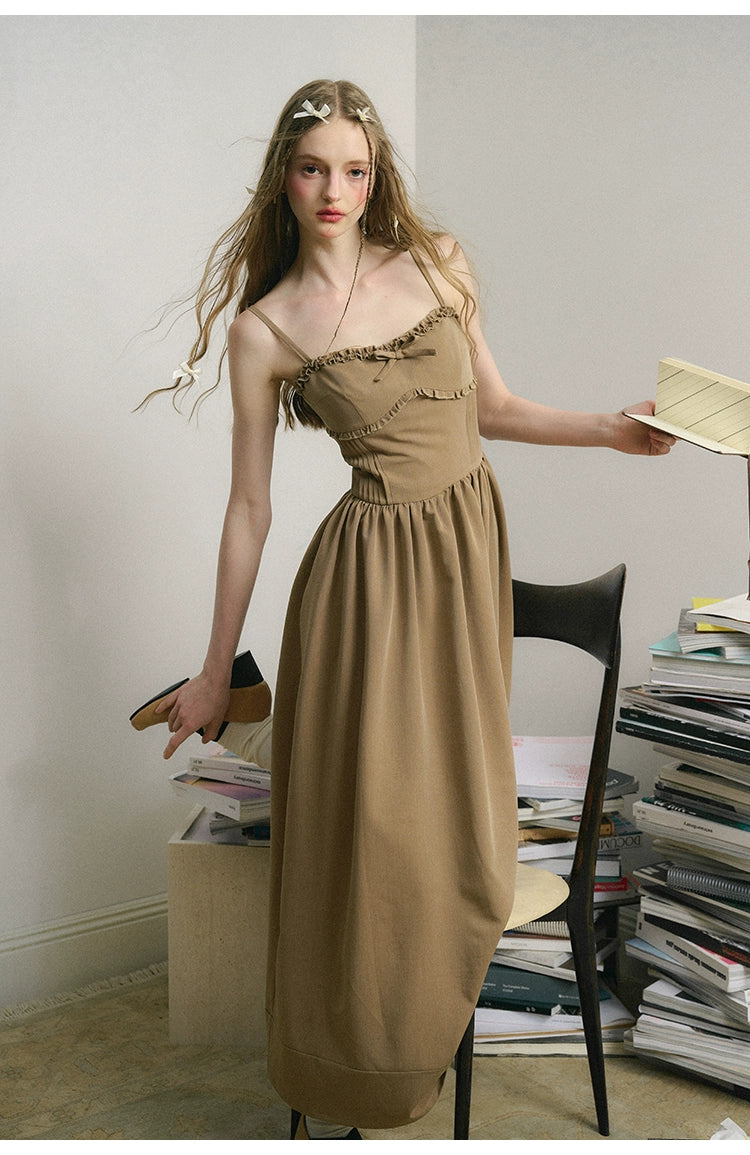 Light Brown French Long Dress