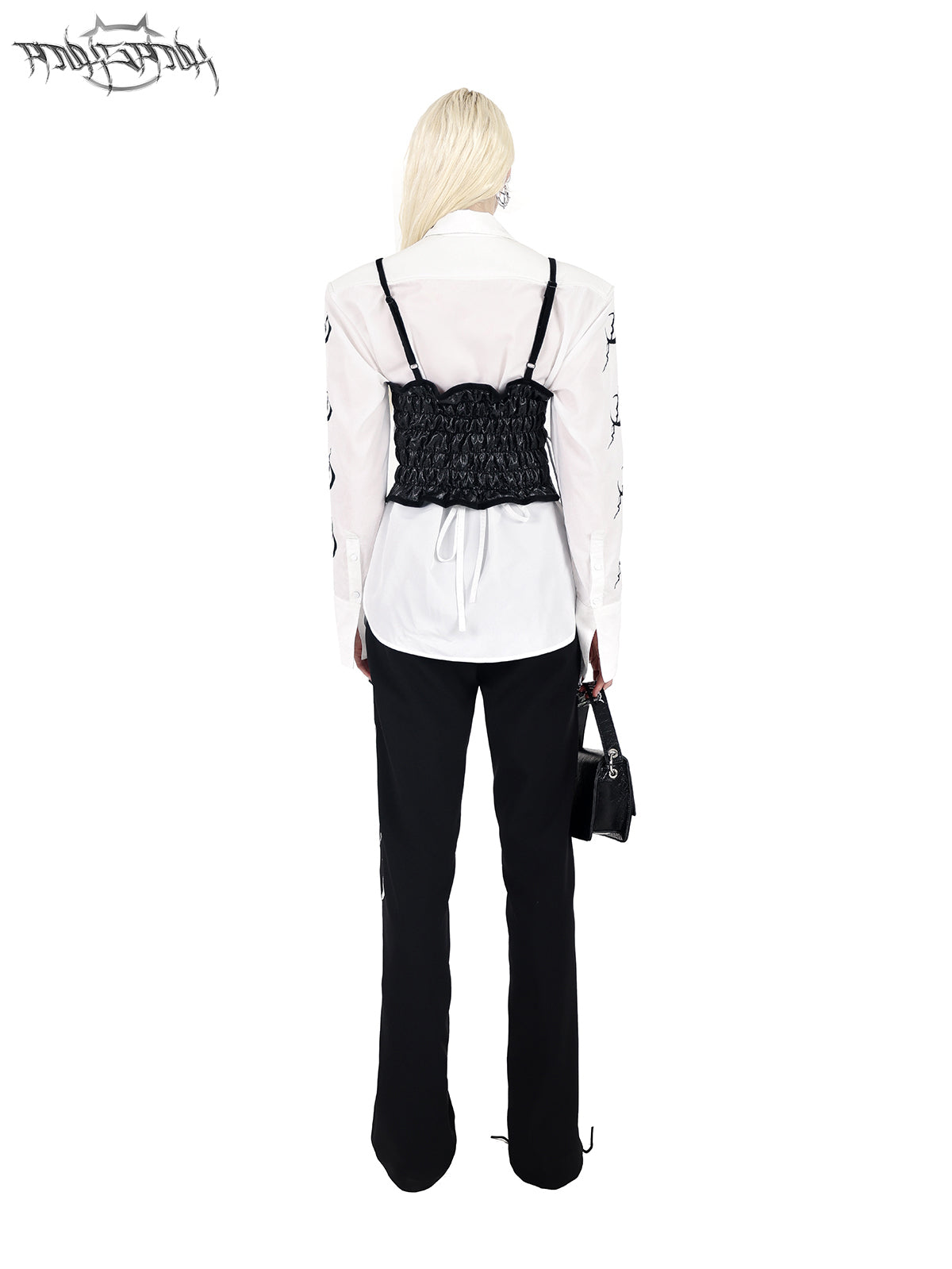 Alligator Pattern Leather Suspender Vest