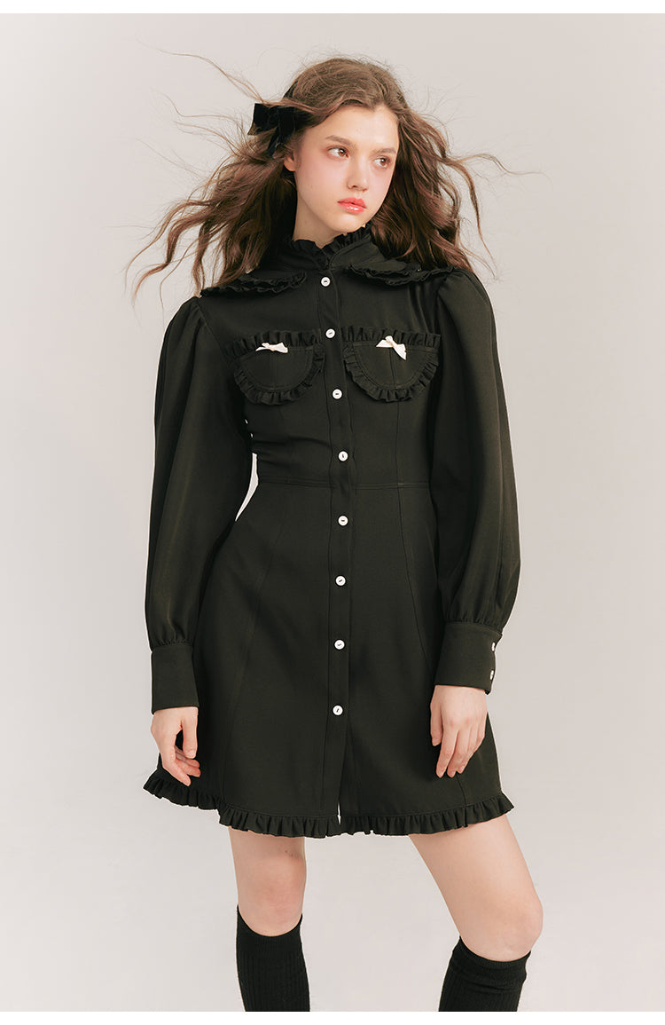 French Girly Slim Fit Shirt Dress