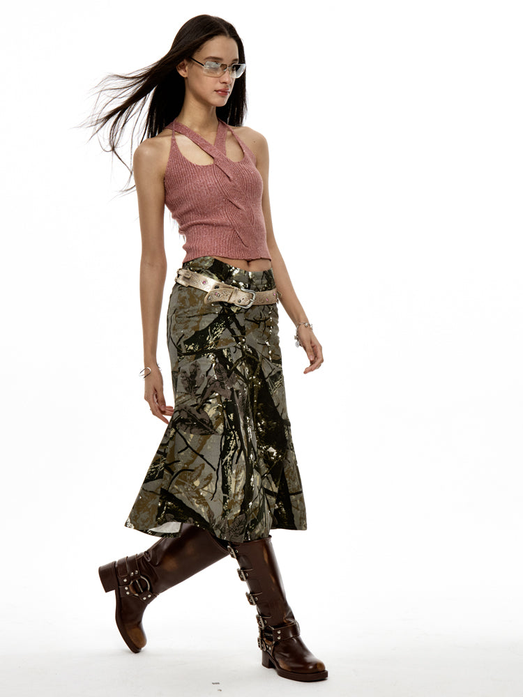 Cross Hip Ratio Skirt New Women's Hip Cover Printed Skirt