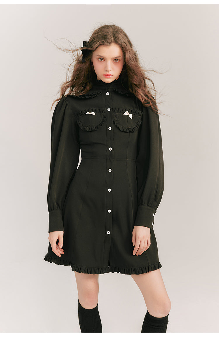 French Girly Slim Fit Shirt Dress