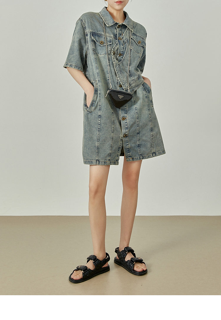 Irregular Design Denim Dress