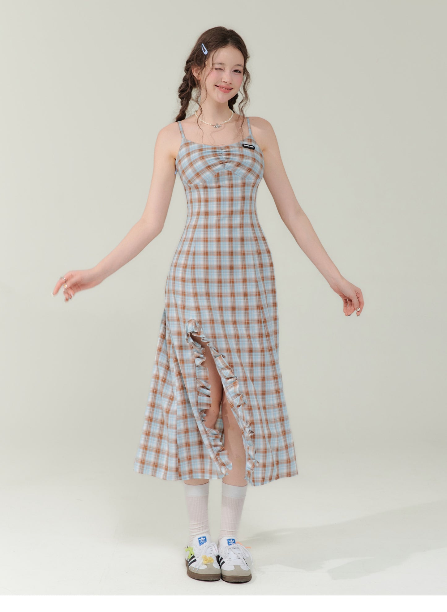 Retro design check dress