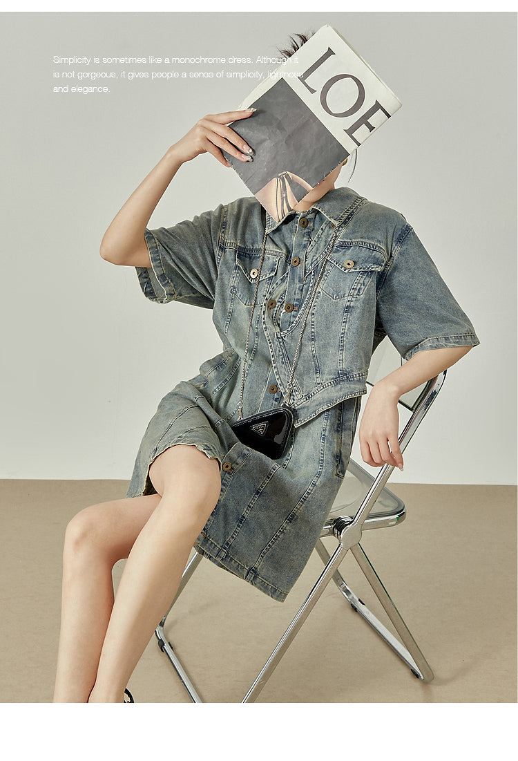 Irregular Design Denim Dress