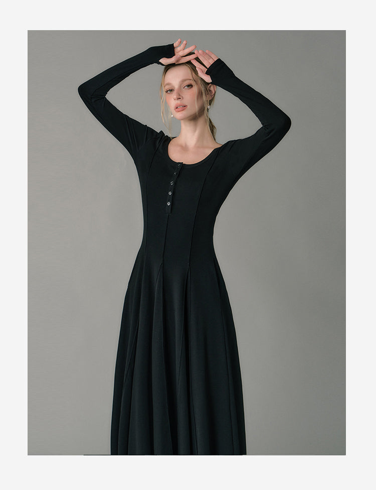 Retro temperament goddess inner style French knit dress