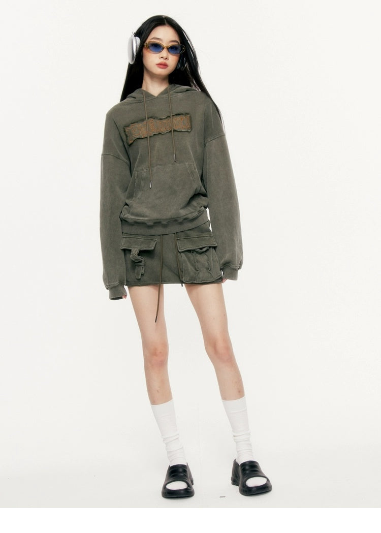 Military Green Sweatshirt Loose Sweatshirt Setup