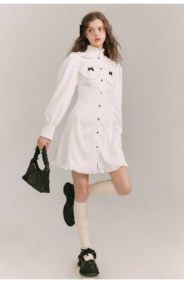 French Girly Slim Fit Shirt Dress