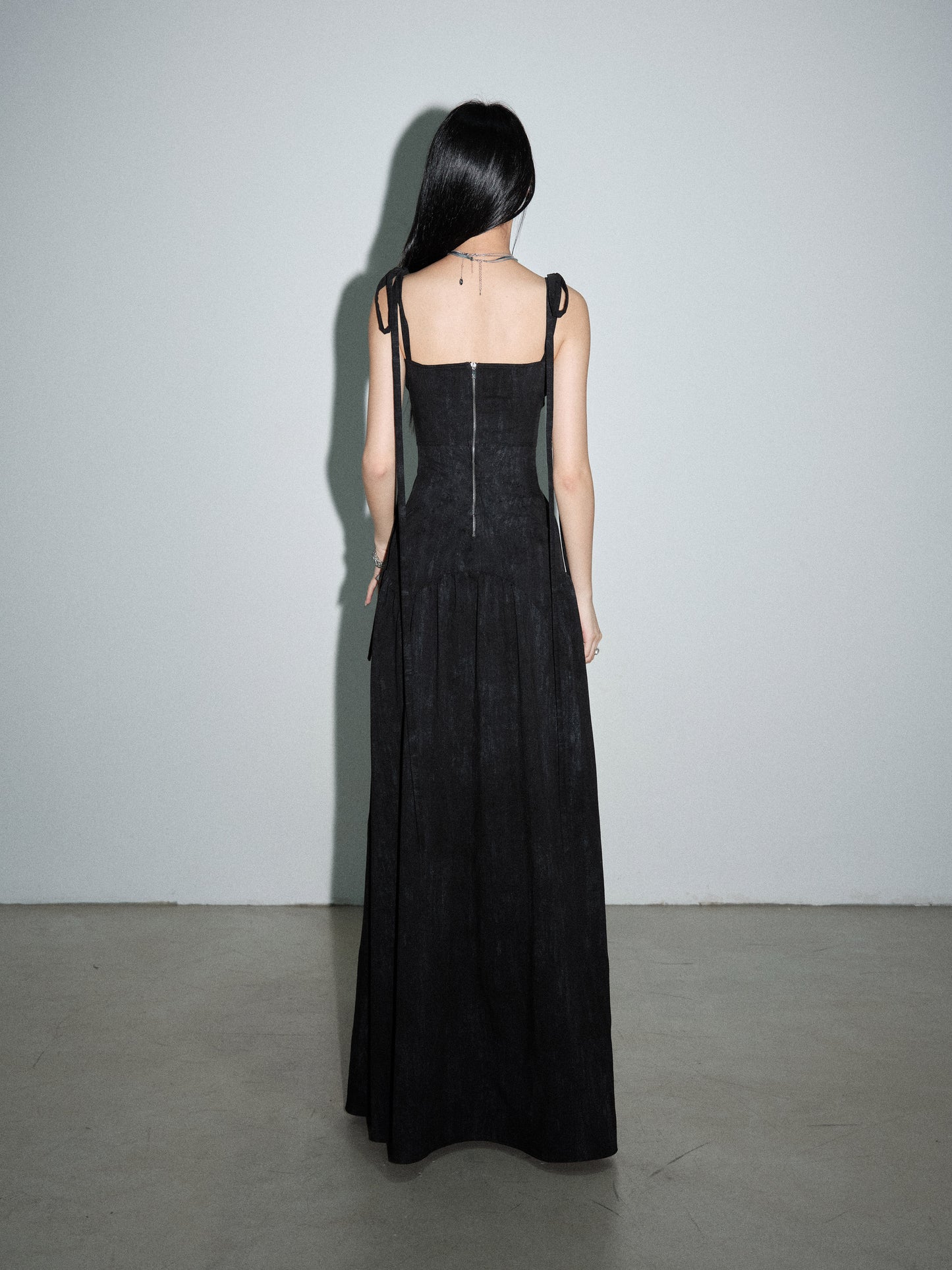 Hollow Lace-Up Extra Long Dress