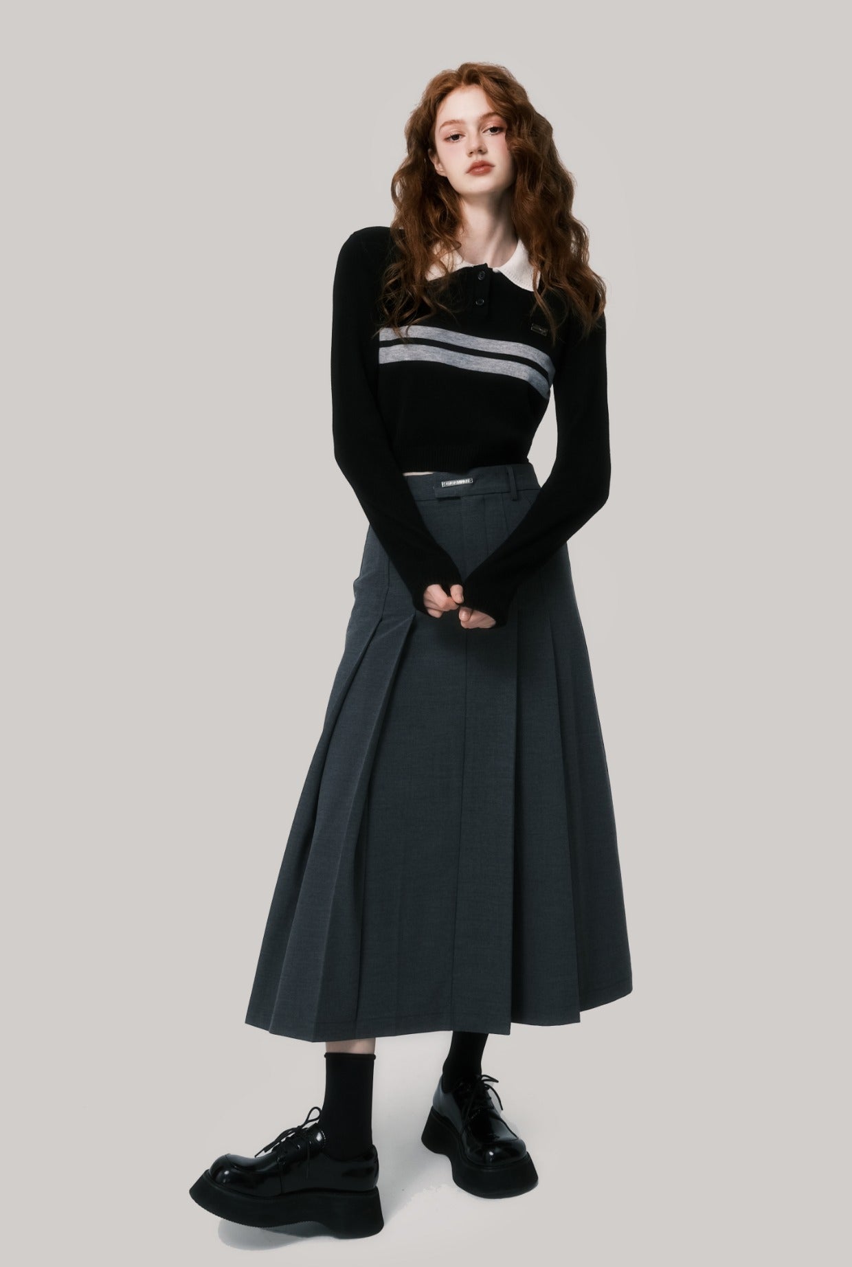 Pleated Long Length Skirt