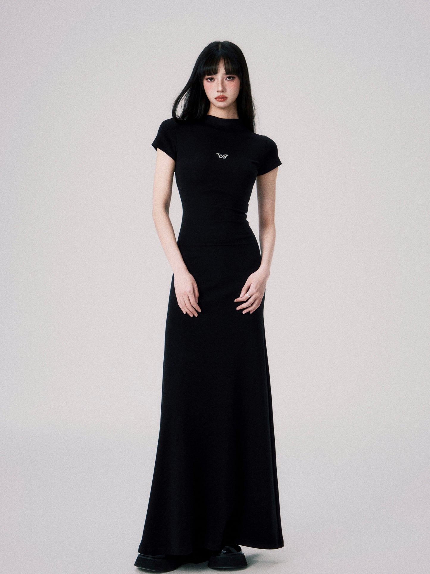 Slim fit long high-end knit dress