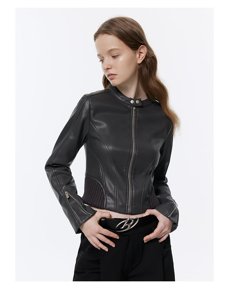 Slim Fit Short Length Niche Design Leather Jacket