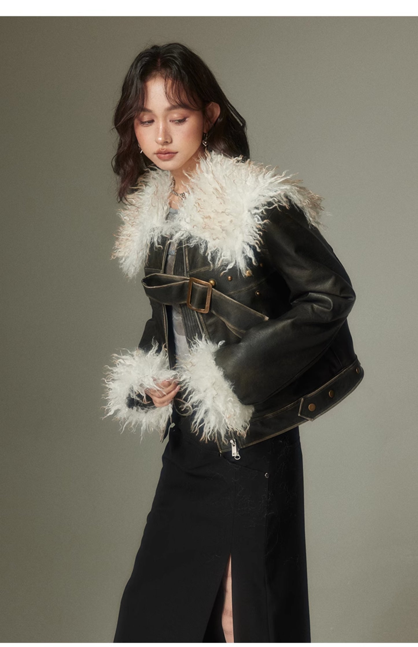 Retro Fur Leather Jacket