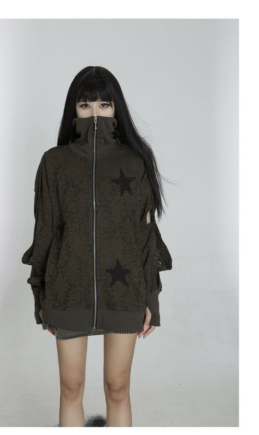 Star Design Turtleneck Hoodie