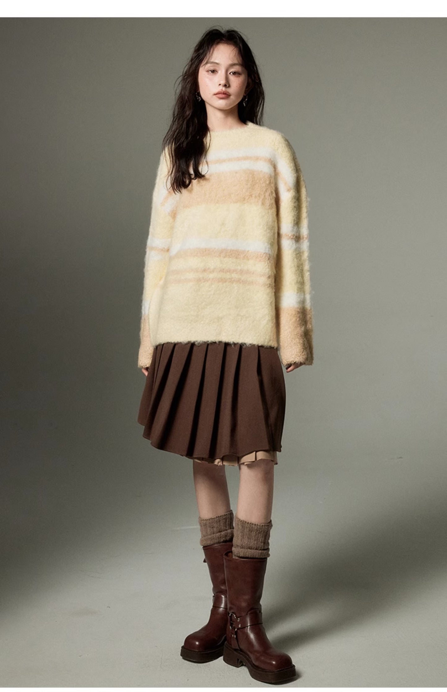 Loose Fit Contrast Stripe Knit