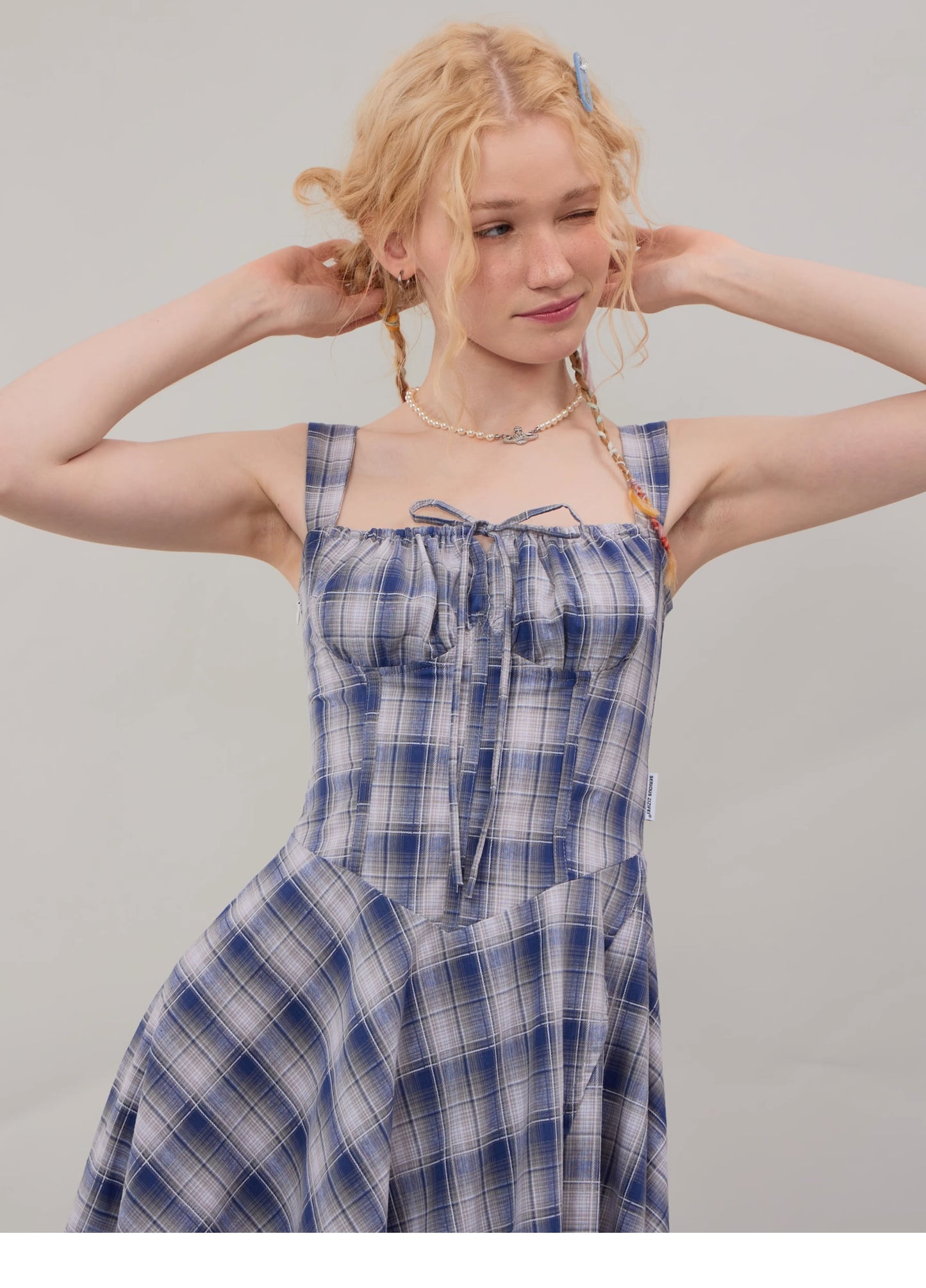 Suspender Plaid Dress