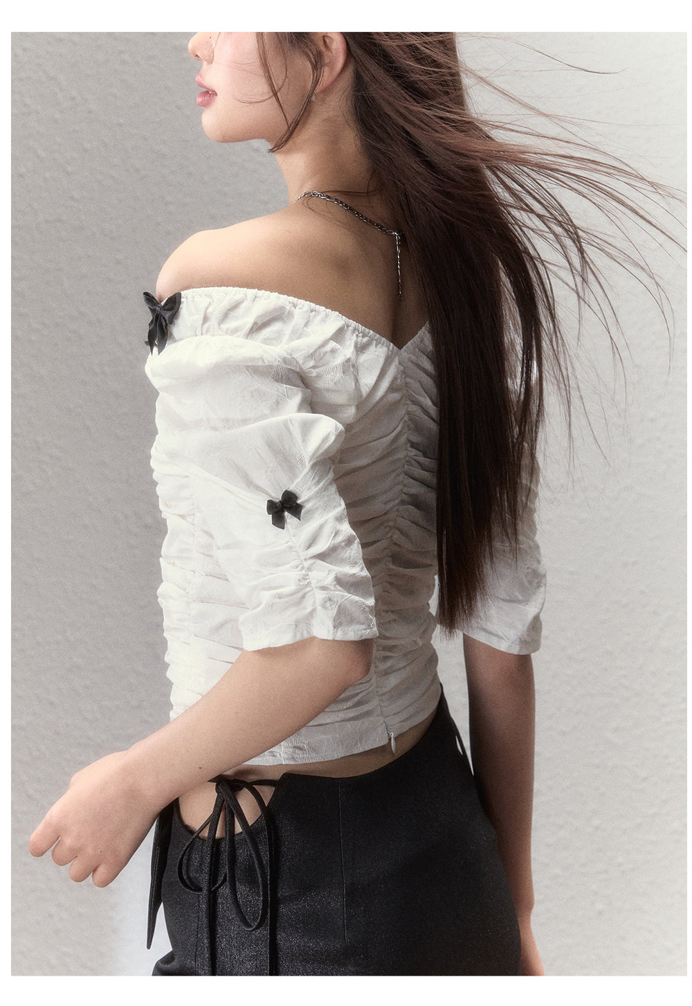 Pleated Waist V-Neck Shirt